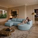 Ver imagem 1 de Sofá Living Retrátil e Reclinável 3 Lugares Azul Encantus 292cm