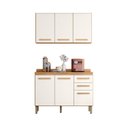 Ver imagem 3 de Armario para Cozinha Modulada 2 Peças com Balcão com Tampo e Armário Aéreo Amore Bege/Freijo/Off White
