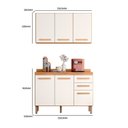 Ver imagem 4 de Armario para Cozinha Modulada 2 Peças com Balcão com Tampo e Armário Aéreo Amore Bege/Freijo/Off White