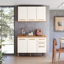 Ver imagem 1 de Armario para Cozinha Modulada 2 Peças com Balcão com Tampo e Armário Aéreo Amore Bege/Freijo/Off White