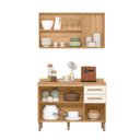 Ver imagem 2 de Armario para Cozinha Modulada 2 Peças com Balcão com Tampo e Armário Aéreo Amore Bege/Freijo/Off White