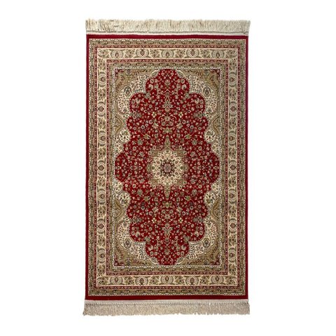Tapete Persa Tabriz Bege com Detalhes em Vermelho - 240x340cm