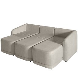 Sofá Cama para Sala de Estar 3 Lugares 246cm Montserrat K01 Bouclê Bege - Lyam Decor - 6