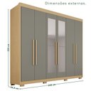 Ver imagem 4 de Guarda Roupa Casal com Pés e Espelho 6 Portas 6 Gavetas 100% MDF Itália Plus Cinza/Jequitibá/Granizo