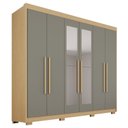 Ver imagem 3 de Guarda Roupa Casal com Pés e Espelho 6 Portas 6 Gavetas 100% MDF Itália Plus Cinza/Jequitibá/Granizo