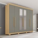 Ver imagem 1 de Guarda Roupa Casal com Pés e Espelho 6 Portas 6 Gavetas 100% MDF Itália Plus Cinza/Jequitibá/Granizo