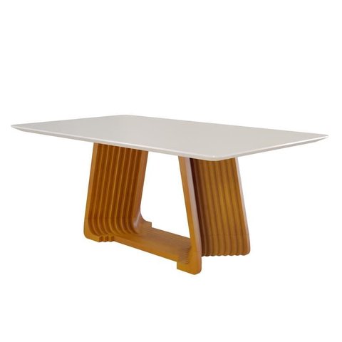 Mesa de Jantar Moderna Madeira Maciça com Vidro 2,20x1,10m - Turmalina - Harmonia Salas