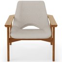 Ver imagem 3 de Poltrona Decorativa para Sala de Estar Living Base Madeira Becker L02 Linho Bege - Lyam Decor