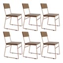 Ver imagem 1 de Kit 6 Cadeiras Málaga Veludo Marrom Base Cobre para Mesa Sala Cozinha - Cobre/marrom