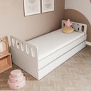 Ver imagem 1 de Bicama Solteiro Mdf Branco com Cabeceira Anatômica Mobilistore