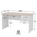 Ver imagem 6 de Escrivaninha Mesa de Escritório com 2 Gavetas 120cm Bege Carvalho/Branco