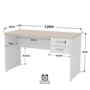 Ver imagem 5 de Escrivaninha Mesa Escritório com Gaveta Tampo 120cm Carvalho E Branco