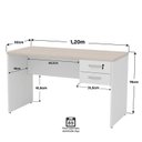 Ver imagem 6 de Escrivaninha Mesa Escritório com Gaveta Tampo 120cm Carvalho e Branco Bege