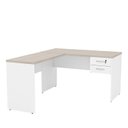 Ver imagem 4 de Escrivaninha Mesa Escritório em L com Gaveta Tampo 2 Gavetas 120cm Carvalho e Branco Bege