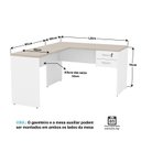 Ver imagem 4 de Escrivaninha Mesa Escritório em L com Gaveta Tampo 2 Gavetas 120cm Carvalho E Branco