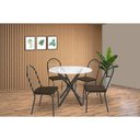 Ver imagem 1 de Conjunto: Mesa Sala Jantar Volga C/ Tampo de Vidro 95cm e 4 Cadeiras Noruega Preto - Marrom -
