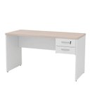 Ver imagem 5 de Mesa de Escritório Escrivaninha com Gaveta 140cm Carvalho e Branco Bege