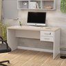 Mesa de Escritório Escrivaninha com Gaveta 140cm Carvalho E Branco - 1