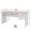 Ver imagem 6 de Mesa de Escritório Escrivaninha com Gaveta 140cm Carvalho e Branco Bege