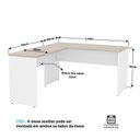 Ver imagem 4 de Mesa de Canto em L para Escritório Tampo 140cm Carvalho E Branco