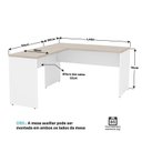 Ver imagem 5 de Mesa de Canto em L para Escritório Tampo 140cm Carvalho e Branco Bege