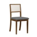 Ver imagem 2 de Kit 4 Cadeiras de Jantar Luxo Palha Estofadas Veludo Cinza em Tela Sextavada Rubi Madeira Maciça Imb