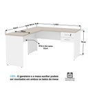 Ver imagem 4 de Mesa de Canto em L para Escritório com Gaveta 2 Gavetas 140cm Carvalho E Branco