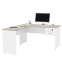 Ver imagem 3 de Mesa de Canto em L para Escritório com Gaveta 2 Gavetas 140cm Carvalho e Branco Bege