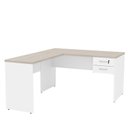 Ver imagem 4 de Mesa de Canto em L para Escritório com Gaveta 2 Gavetas 140cm Carvalho e Branco Bege