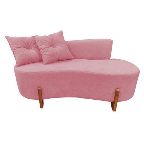 Namoradeira Sofá Feijão Luna Orgânica Suede Rosa