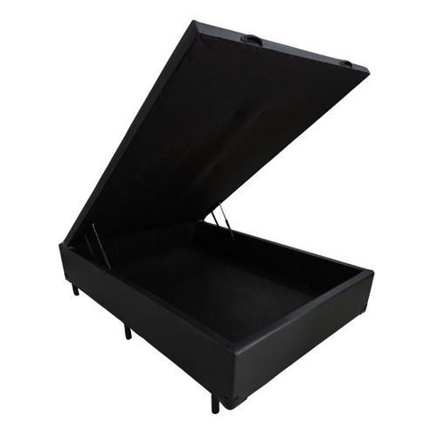 Cama Viuva Box Baú 128x188 - Suede - Preto