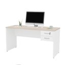 Ver imagem 4 de Mesa de Escritório Escrivaninha com Gaveta Tampo 160cm Carvalho e Branco Bege
