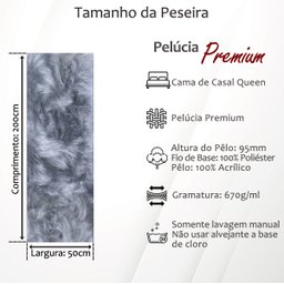 Peseira Premium Pelúcia Pelo Alto Cama Casal Queen Size 2,2mx50cm + 2 Capas de Almofada Pelúcia Prem - 4