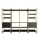 Ver imagem 3 de Guarda Roupa Aberto Industrial Casal Modulado Completo Preto Cabideiro com Gavetas Base Dourada
