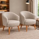 Ver imagem 1 de Kit 2 Poltronas Decorativa Linho Premium Base Madeira Maciça Luiza