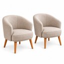 Ver imagem 2 de Kit 2 Poltronas Decorativa Linho Premium Base Madeira Maciça Luiza