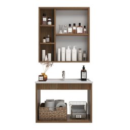 Conjunto Gabinete para Banheiro com Espelheira Alpes 60 - 2