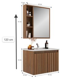 Conjunto Gabinete para Banheiro com Espelheira Alpes 60 - 3
