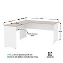 Ver imagem 5 de Escrivaninha Mesa Escritório em L Tampo 160cm Carvalho e Branco Bege