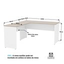 Ver imagem 4 de Escrivaninha Mesa Escritório em L Tampo 160cm Carvalho e Branco Bege