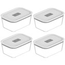 Ver imagem 1 de Kit 4 Potes de Vidro Herméticos 1,2l Branco para Geladeira Freezer Forno Fresh Lock