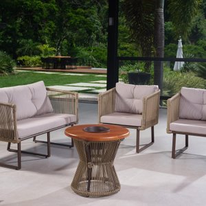 Conjunto Sofá Amsterdã 1 e 2 Lugares com Mesa de Centro
