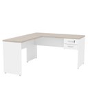 Ver imagem 3 de Escrivaninha Mesa Escritório em L com Gaveta 160cm Carvalho E Branco