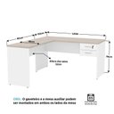 Ver imagem 5 de Escrivaninha Mesa Escritório em L com Gaveta 160cm Carvalho e Branco Bege