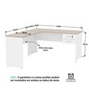 Ver imagem 4 de Escrivaninha Mesa Escritório em L com Gaveta 160cm Carvalho E Branco