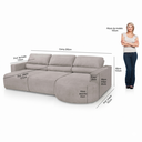 Ver imagem 4 de Sofá Living com Chaise Retrátil e Reclinável 3 Lugares Marrom Encantus 292cm