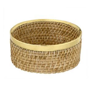 Cesto Decorativo Rattan com Dourado M