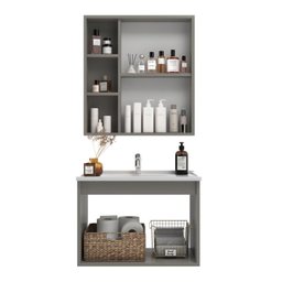 Conjunto Gabinete para Banheiro com Espelheira Alpes 60 - 2