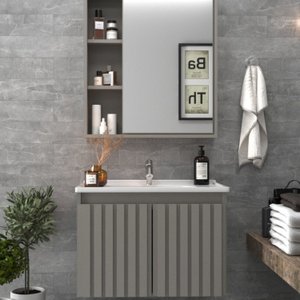 Conjunto Gabinete para Banheiro com Espelheira Alpes 60