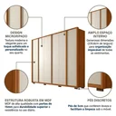 Ver imagem 4 de Guarda-Roupa Casal 6 Portas 4 Gavetas Microripado MDF Cleo Freijo Off White